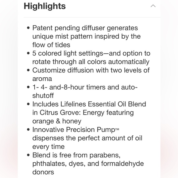 LIFELINES NWT waves ultra sonic diffuser -cascading mist & light & essential oil - Picture 9 of 12